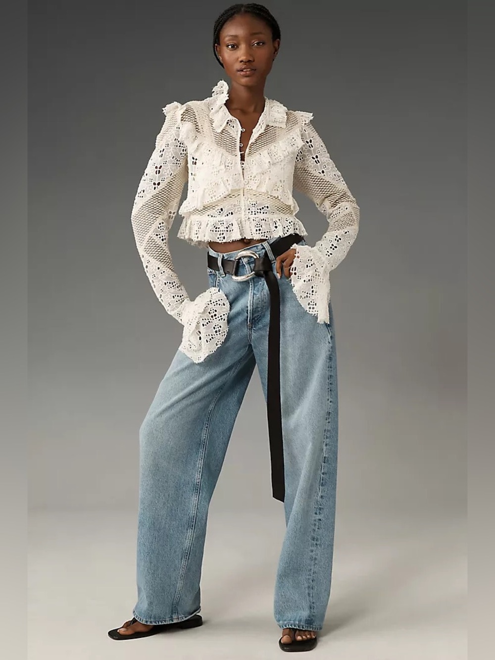 NWT By Anthropologie Embroidered Lace Cropped Jacket Blouse XL - Picture 5 of 14
